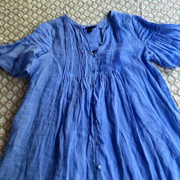Banana Republic Pintuck ramie dress arctic blue EUC - Picture 8 of 10